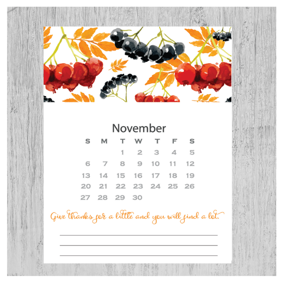 Free November 2016 Calendar Printable