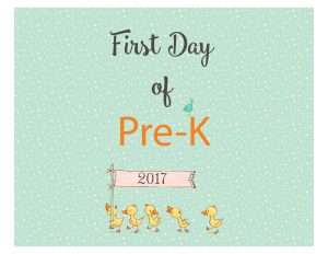 First Day of School PreK sign