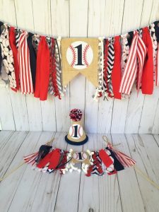 First Birthday high chair banner baseball by Divaz by Design