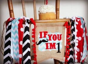 First Birthday High Chair Banner Mustache by Raw Edge Sewing co