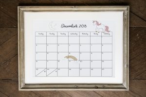 2018-2019 Unicorn Calendar Printable