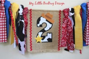 first birthday high chair banner cowboy toy story