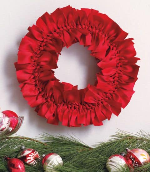 DIY wreath red ribbons Woman's Day