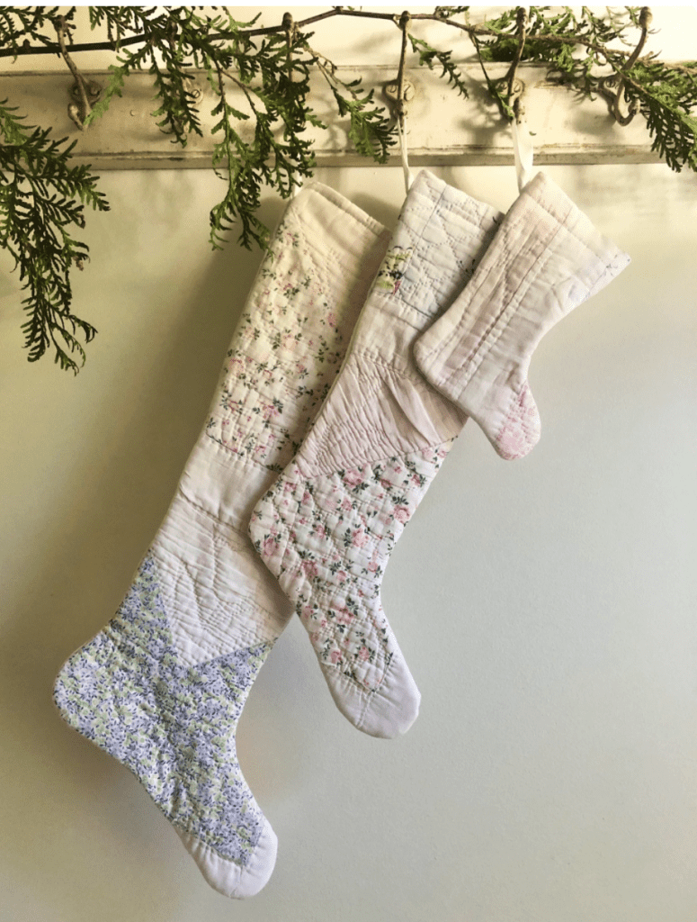 shabby chic floral Christmas stockings from Vintaged Inspired VIC
