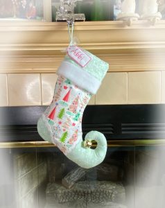 Elf Christmas stockings shabby chic trees