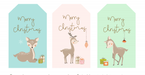 Christms gift tag deer gift tags snowflakes