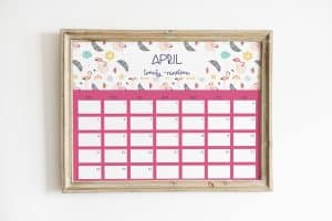 flamingo 2019 calendar april wood frame
