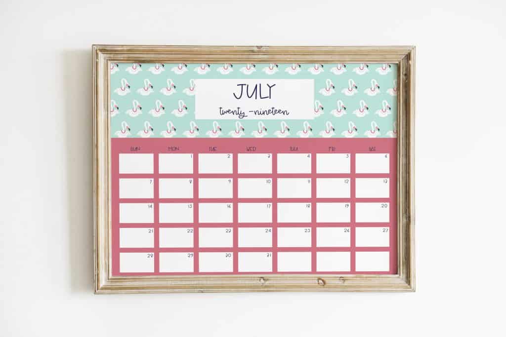 flamingo 2019 calendar july