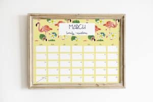 flamingo 2019 calendar march wood frame