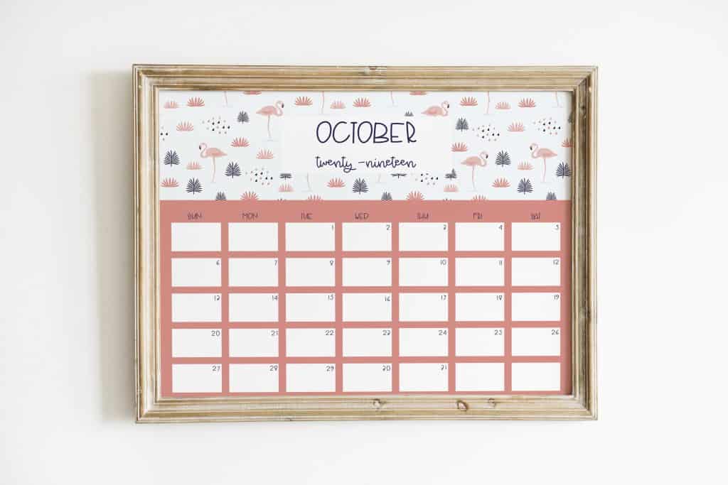 flamingo 2019 calendar october