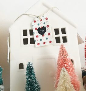 Christmas gift tags shrinky dink on a house