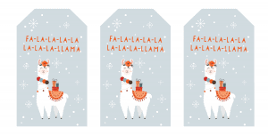 snow and llama Christmas gift tags