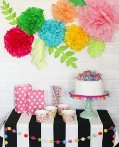 5 ways to decorate your party with tissue paper - pom poms and flowers