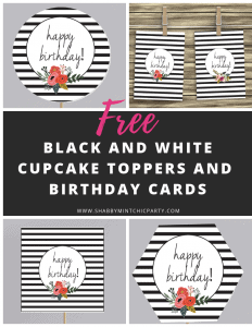 Black and white cupcake toppers Pinterest