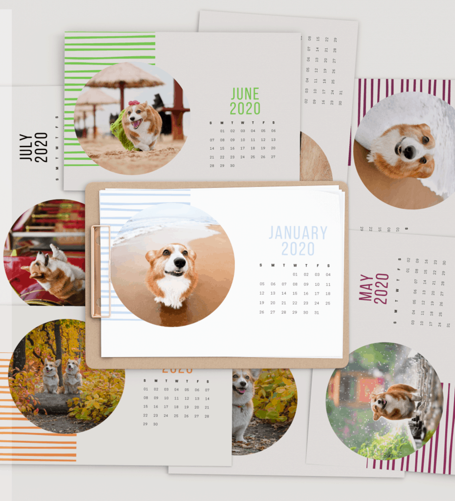 2020 Printable Calendar Corgi Mock