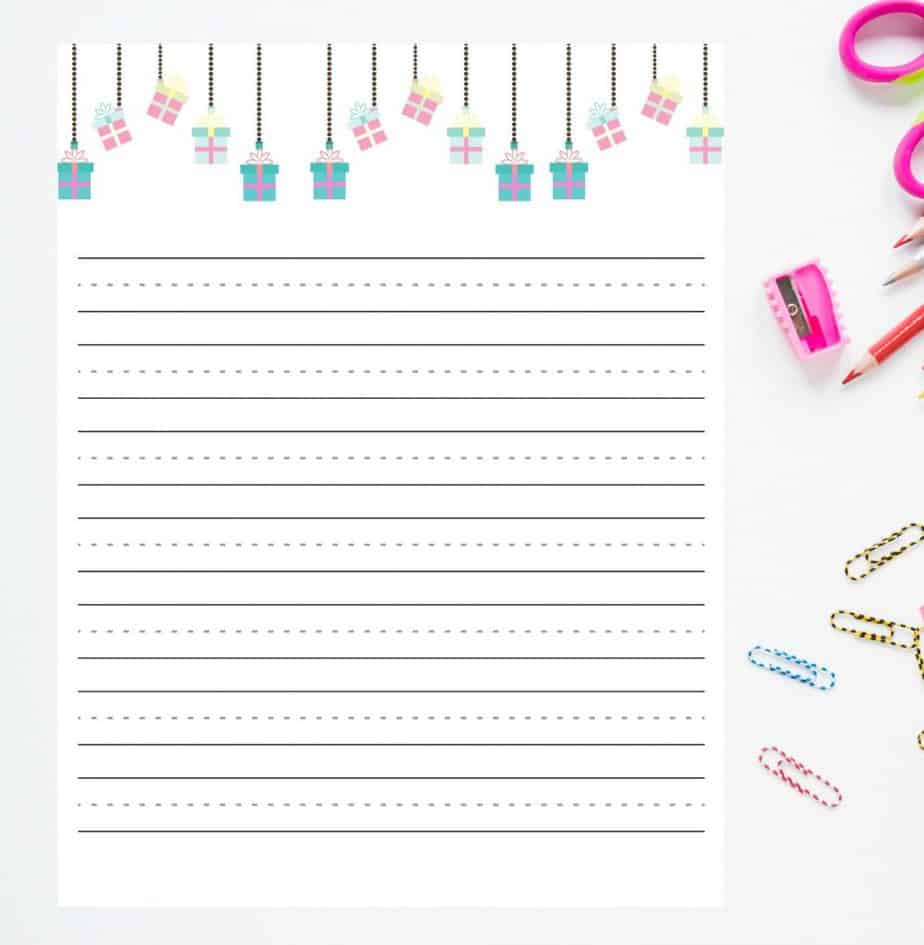 letter to santa paper with pastel presents design