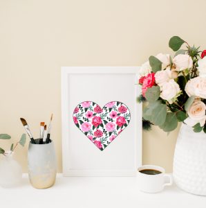 Valentine's Day floral heart design for all your crafts and Valentine's Day projects.