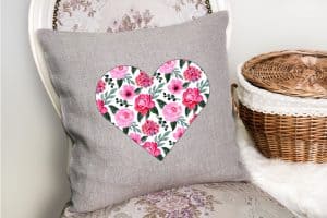 Valentine's Day heart design on pillowcase.