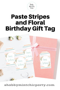 Pastel spring stripes floral happy birthday gift tag