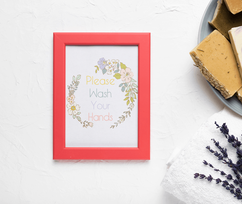 Please wash your hands free floral printable 