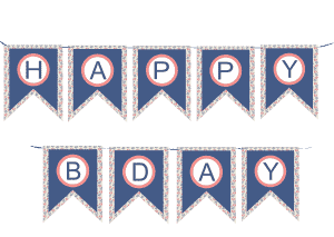 Free party banner printable floral and navy blue colors