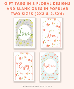 Printable Watercolor floral gift tags