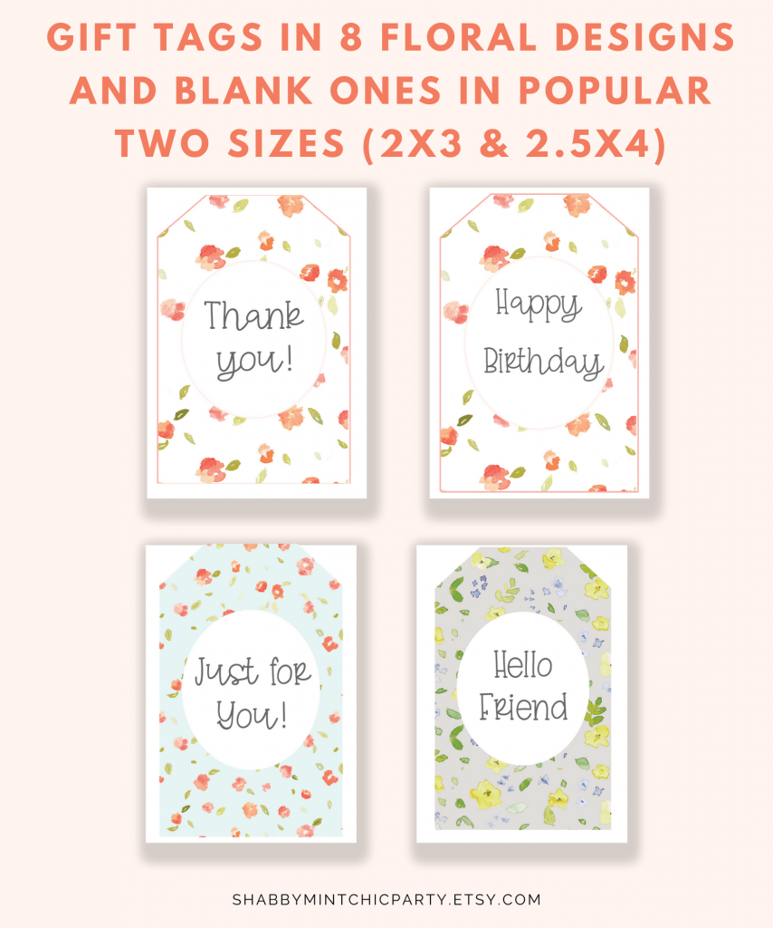 Printable Watercolor floral gift tags