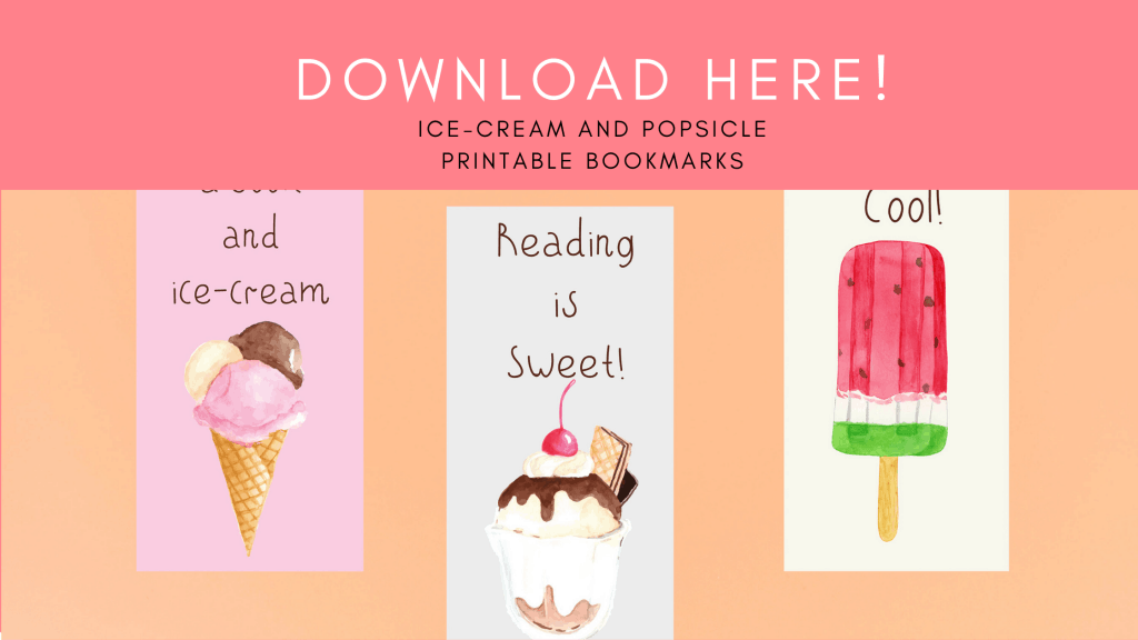 Freebie ice-cream and popsicle bookmarks printable