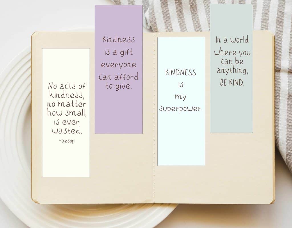 kindness bookmark neutral colors free printable for booklovers