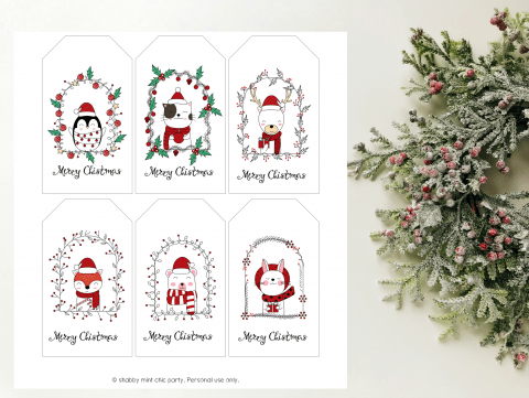 Free Printable Winter Floral Christmas Gift Tags | Shabby Mint Chic Party