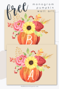 monogram pumpkin letter a and b for Pinterest pin
