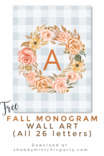 Free Printable Fall Wreath Monogram Wall Art