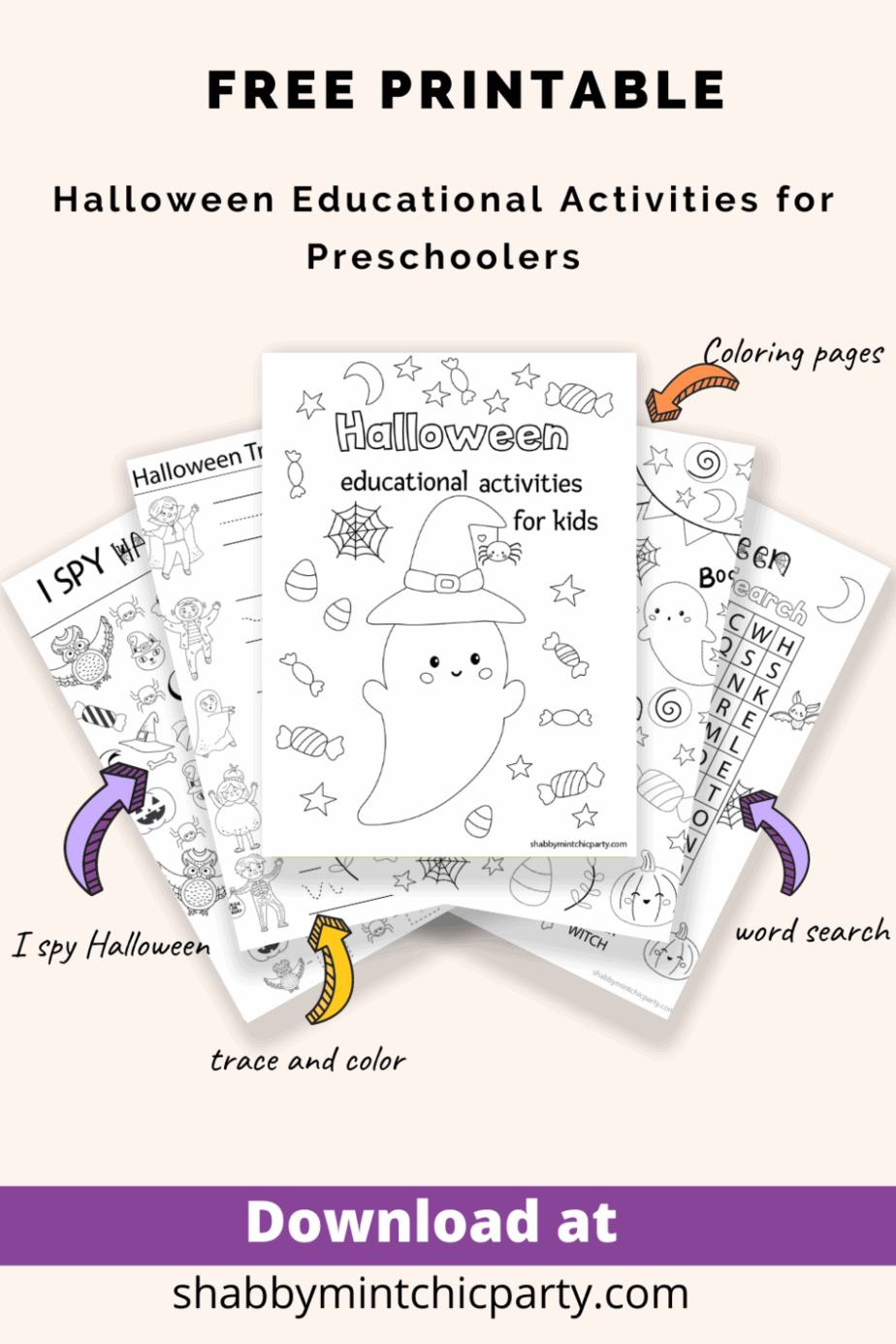 Free Printable Halloween Coloring and Activities Book for Preschooler
