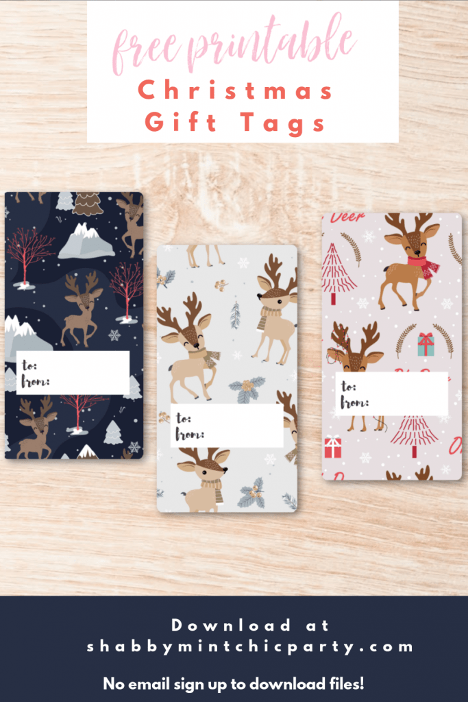 free printable reindeer christmas gift tags