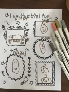 completed gratitude drawing and coloring page thanksgiving activity
