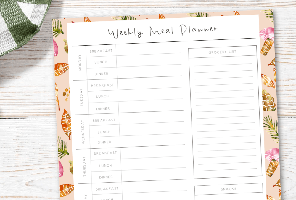 free printable fall themed weekly meal planner