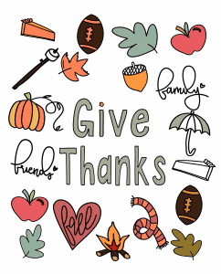 Give Thanks Thanksgiving coloring page done in Procreate