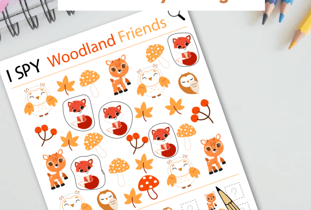 Free printable I SPY forest animals activity page