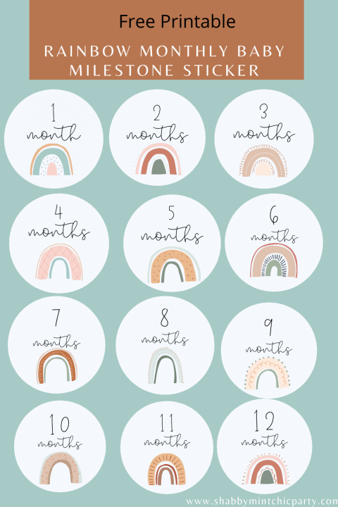 Free Printable Rainbow Baby Monthly Milestone Stickers – Shabby Mint ...