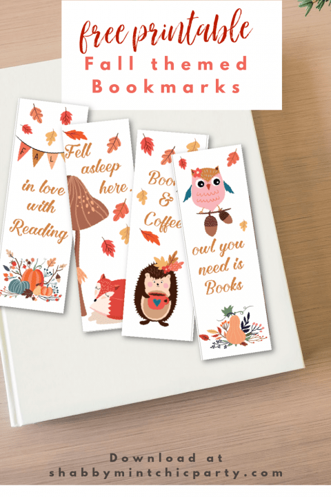 Free Printable Fall Themed Bookmarks - Shabby Mint Chic Party