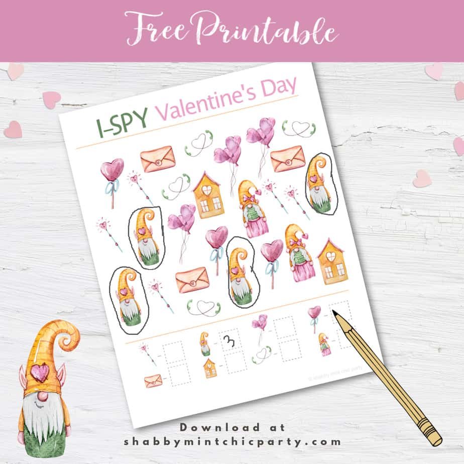 free valentine's day I-SPY gnomes