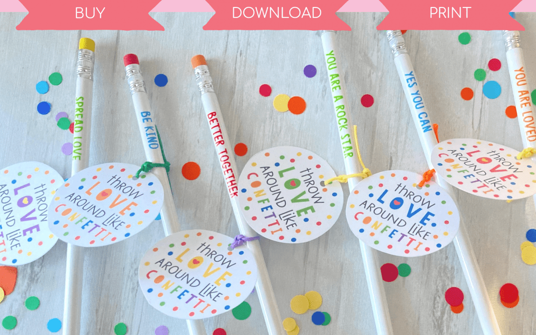 colorful confetti gift tags with 2 non candy gift ideas