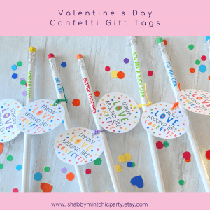 confetti gift tags pencil valentine's day gifts