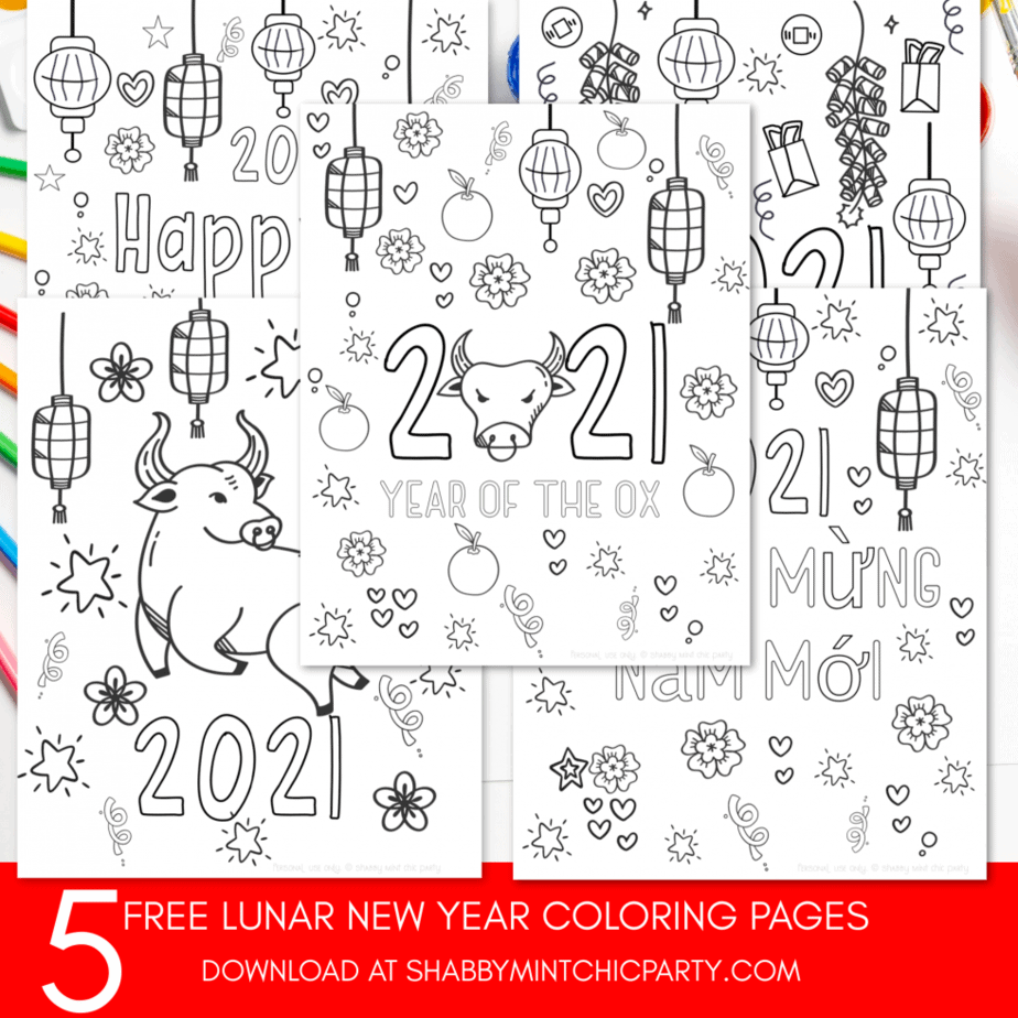 5 Free Lunar New Year Coloring Printables Shabby Mint Chic Party