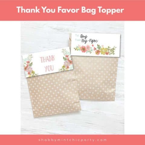 Free Printable Spring Floral Treat Bag Topper | Shabby Mint Chic Party