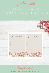 free printable fill in boho floral invitation