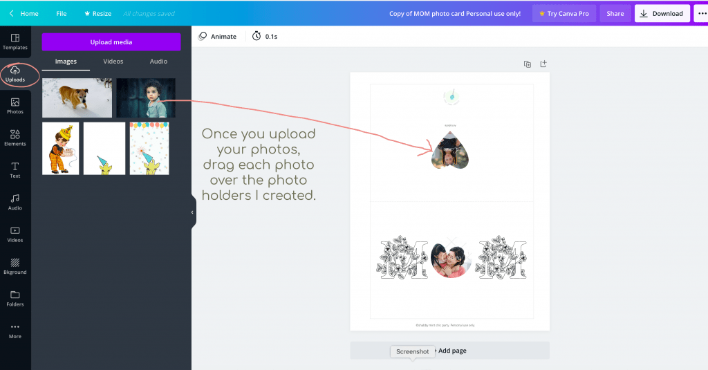 how to upload photos into canva