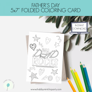 Father's Day coloring card with the words My dad rocks free printable