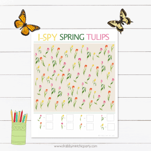 printable spring tulip i spy game freebie