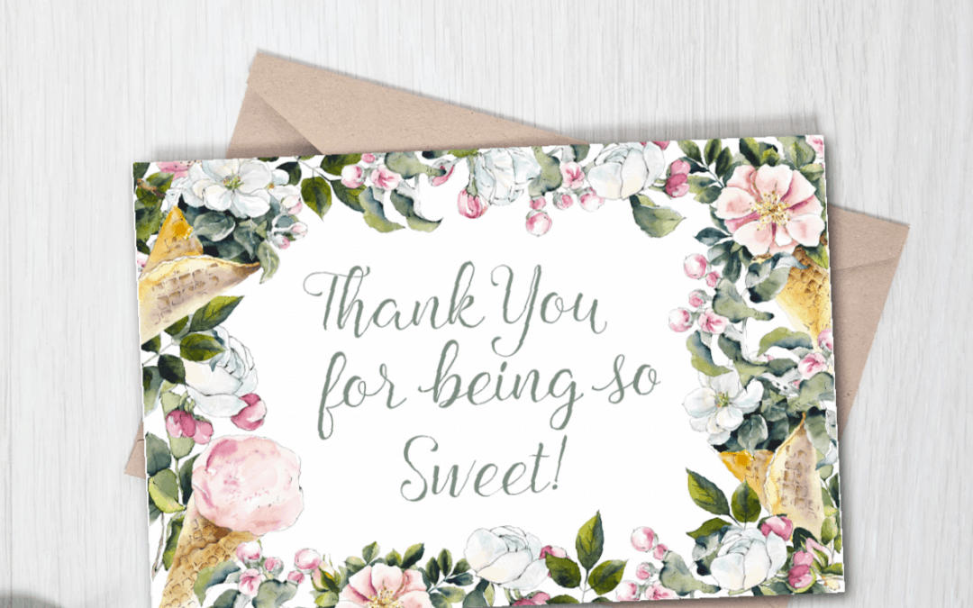 thank you card ice cream floral